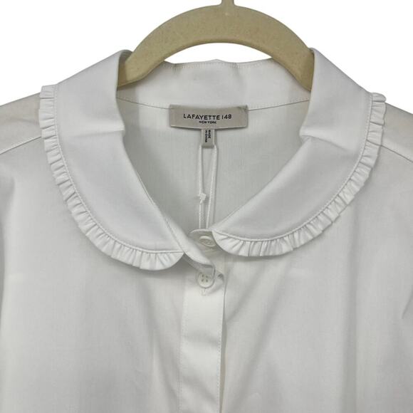 LAFAYETTE 148 NEW YORK Blouse White Button Stretch Collared Size XXL NEW - Picture 4 of 14